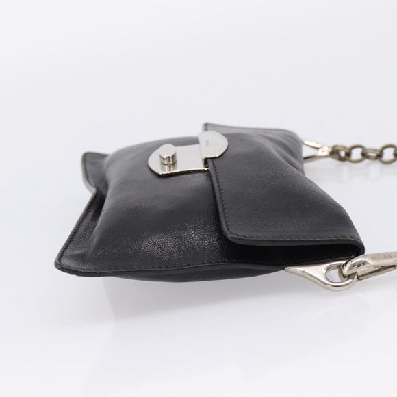 PRADA Chain Shoulder Bag Leather Black Silver Auth 210166A