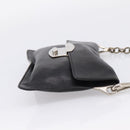 PRADA Chain Shoulder Bag Leather Black Silver Auth 210166A-4