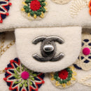 CHANEL Chain Shoulder Bag Canvas White Silver CC Auth 210168SM-16