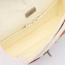 CHANEL Chain Shoulder Bag Canvas White Silver CC Auth 210168SM-23