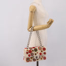 CHANEL Chain Shoulder Bag Canvas White Silver CC Auth 210168SM-30