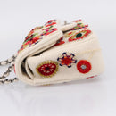 CHANEL Chain Shoulder Bag Canvas White Silver CC Auth 210168SM-4