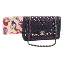CHANEL Chain Matelasse25 Shoulder Bag Leather Navy Gold CC Auth 210170SM-1