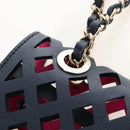 CHANEL Chain Matelasse25 Shoulder Bag Leather Navy Gold CC Auth 210170SM-10