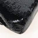 PRADA Chain Shoulder Pouch Sequin Black Gold Auth 210171M-18