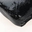 PRADA Chain Shoulder Pouch Sequin Black Gold Auth 210171M-19