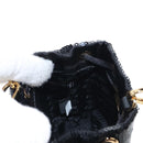 PRADA Chain Shoulder Pouch Sequin Black Gold Auth 210171M-22