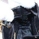 PRADA Chain Shoulder Pouch Sequin Black Gold Auth 210171M-23