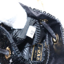 PRADA Chain Shoulder Pouch Sequin Black Gold Auth 210171M-11