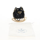 PRADA Chain Shoulder Pouch Sequin Black Gold Auth 210171M-12