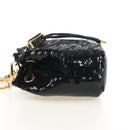 PRADA Chain Shoulder Pouch Sequin Black Gold Auth 210171M-3
