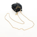 PRADA Chain Shoulder Pouch Sequin Black Gold Auth 210171M-7