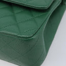 CHANEL Chain Matelasse25 Shoulder Bag Caviar Skin Green Silver CC Auth 210172SAM-15