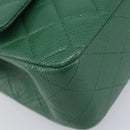 CHANEL Chain Matelasse25 Shoulder Bag Caviar Skin Green Silver CC Auth 210172SAM-16