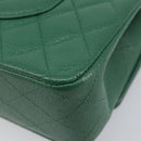 CHANEL Chain Matelasse25 Shoulder Bag Caviar Skin Green Silver CC Auth 210172SAM-17