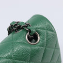 CHANEL Chain Matelasse25 Shoulder Bag Caviar Skin Green Silver CC Auth 210172SAM-8