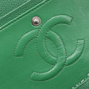 CHANEL Chain Matelasse25 Shoulder Bag Caviar Skin Green Silver CC Auth 210172SAM-25