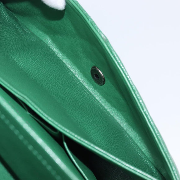 CHANEL Chain Matelasse25 Shoulder Bag Caviar Skin Green Silver CC Auth 210172SAM