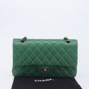 CHANEL Chain Matelasse25 Shoulder Bag Caviar Skin Green Silver CC Auth 210172SAM-12
