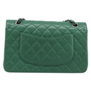 CHANEL Chain Matelasse25 Shoulder Bag Caviar Skin Green Silver CC Auth 210172SAM-2