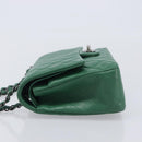 CHANEL Chain Matelasse25 Shoulder Bag Caviar Skin Green Silver CC Auth 210172SAM-4