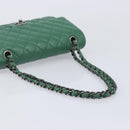 CHANEL Chain Matelasse25 Shoulder Bag Caviar Skin Green Silver CC Auth 210172SAM-7