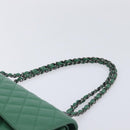 CHANEL Chain Matelasse25 Shoulder Bag Caviar Skin Green Silver CC Auth 210172SAM-14
