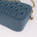 Miu Miu Matelasse Chain Shoulder Bag Leather Gold Light Blue Auth 210176SAM-11