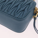Miu Miu Matelasse Chain Shoulder Bag Leather Gold Light Blue Auth 210176SAM-13
