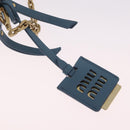Miu Miu Matelasse Chain Shoulder Bag Leather Gold Light Blue Auth 210176SAM-14