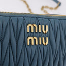 Miu Miu Matelasse Chain Shoulder Bag Leather Gold Light Blue Auth 210176SAM-15