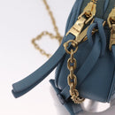 Miu Miu Matelasse Chain Shoulder Bag Leather Gold Light Blue Auth 210176SAM-16