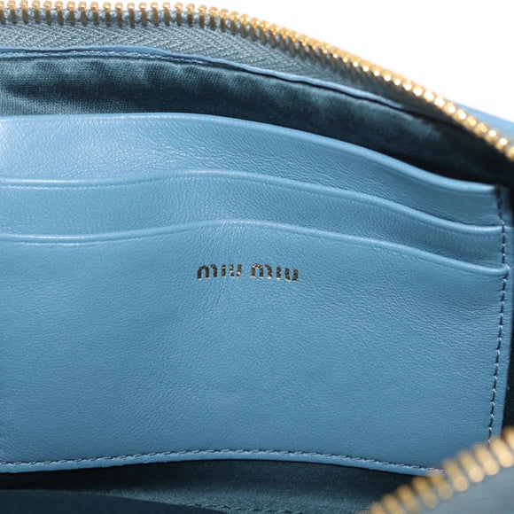 Miu Miu Matelasse Chain Shoulder Bag Leather Gold Light Blue Auth 210176SAM