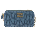 Miu Miu Matelasse Chain Shoulder Bag Leather Gold Light Blue Auth 210176SAM-2