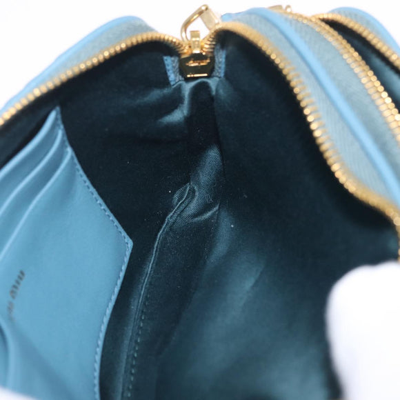 Miu Miu Matelasse Chain Shoulder Bag Leather Gold Light Blue Auth 210176SAM