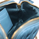 Miu Miu Matelasse Chain Shoulder Bag Leather Gold Light Blue Auth 210176SAM-23