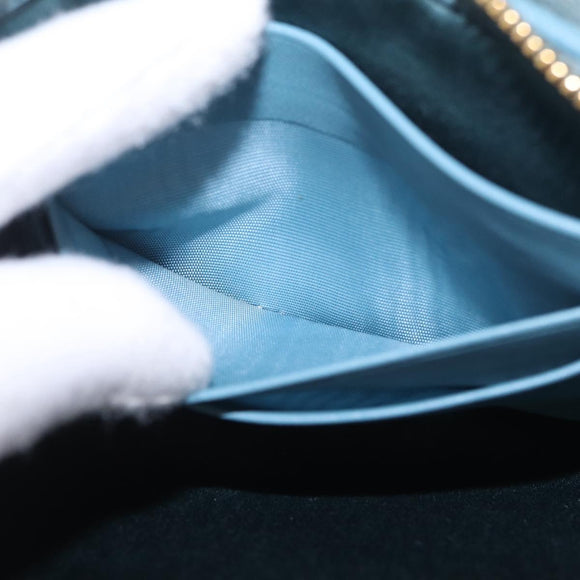 Miu Miu Matelasse Chain Shoulder Bag Leather Gold Light Blue Auth 210176SAM