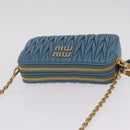 Miu Miu Matelasse Chain Shoulder Bag Leather Gold Light Blue Auth 210176SAM-6
