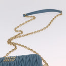 Miu Miu Matelasse Chain Shoulder Bag Leather Gold Light Blue Auth 210176SAM-8