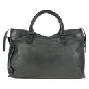 Balenciaga The City Hand Bag Leather 2way Green 115748 Auth 210178V-3