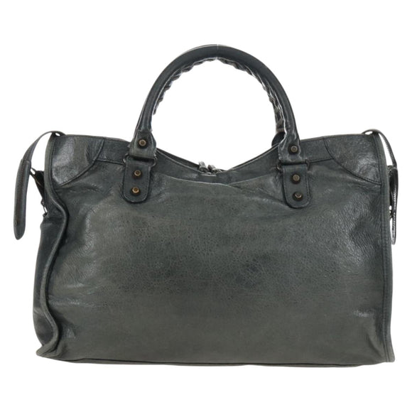 Balenciaga The City Hand Bag Leather 2way Green 115748 Auth 210178V