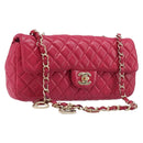 CHANEL Matelasse25 Chain Shoulder Bag Lamb Skin Pink Gold CC Auth 210180M-1