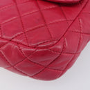 CHANEL Matelasse25 Chain Shoulder Bag Lamb Skin Pink Gold CC Auth 210180M-13