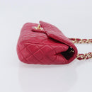 CHANEL Matelasse25 Chain Shoulder Bag Lamb Skin Pink Gold CC Auth 210180M-4