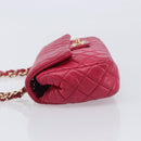 CHANEL Matelasse25 Chain Shoulder Bag Lamb Skin Pink Gold CC Auth 210180M-5