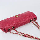 CHANEL Matelasse25 Chain Shoulder Bag Lamb Skin Pink Gold CC Auth 210180M-6