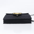 CHANEL Matelasse Chain Shoulder Bag Canvas Black Silver CC Auth 210182SAM-10