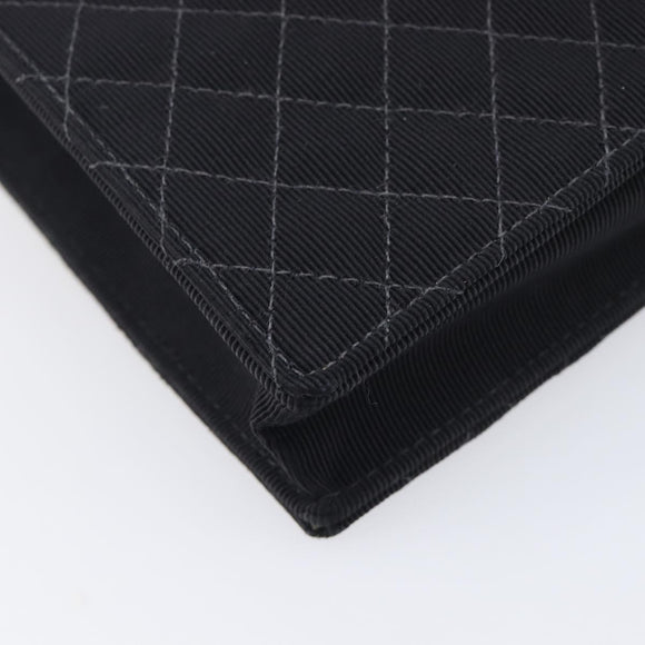 CHANEL Matelasse Chain Shoulder Bag Canvas Black Silver CC Auth 210182SAM