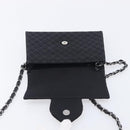 CHANEL Matelasse Chain Shoulder Bag Canvas Black Silver CC Auth 210182SAM-21