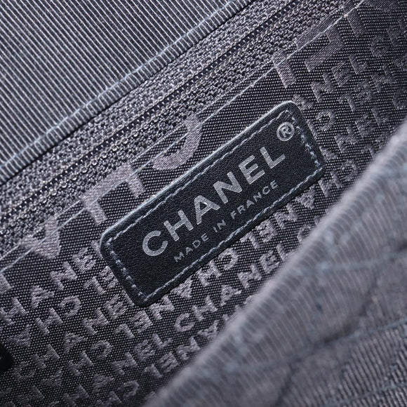 CHANEL Matelasse Chain Shoulder Bag Canvas Black Silver CC Auth 210182SAM